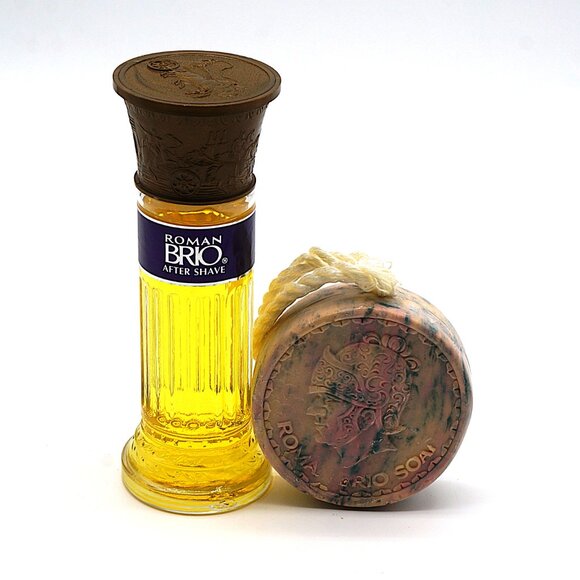 Roman Brio Shower Duo Aftershave 4 oz & Soap on a Rope 5 oz Vintage - Picture 2 of 7